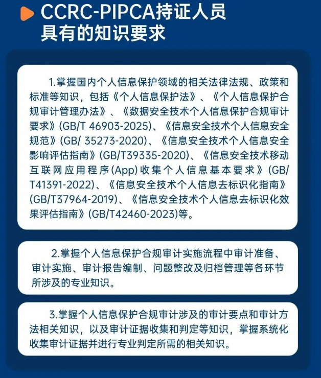 CCRC-PIPCA个人信息保护合规审计师认证培训｜4天线上直播+线上考试，企业合规与第三方审计双收益